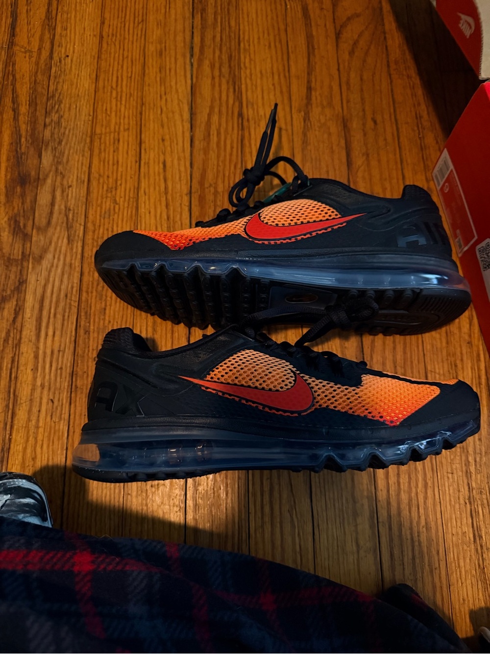 Nike Black and Orange Air Max 2013 sunset sneakers
